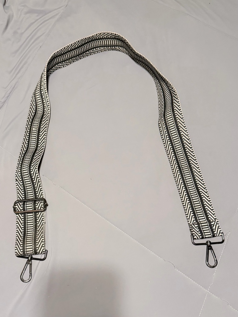 Adjustable Black and White Chevron Bag Strap